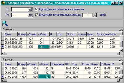 проверка атрибутов в перебросах (кол-во и даты)